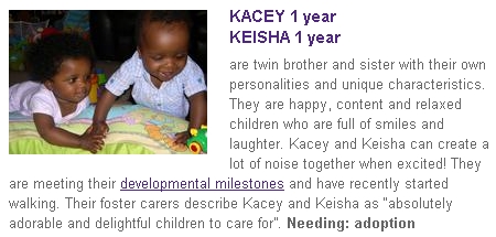 Kacey and Keisha offered for adoption